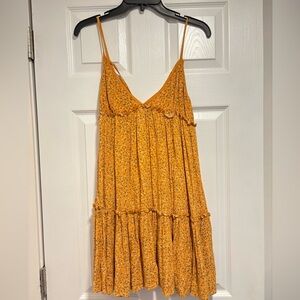 Floral Orange Spaghetti Strap Dress
